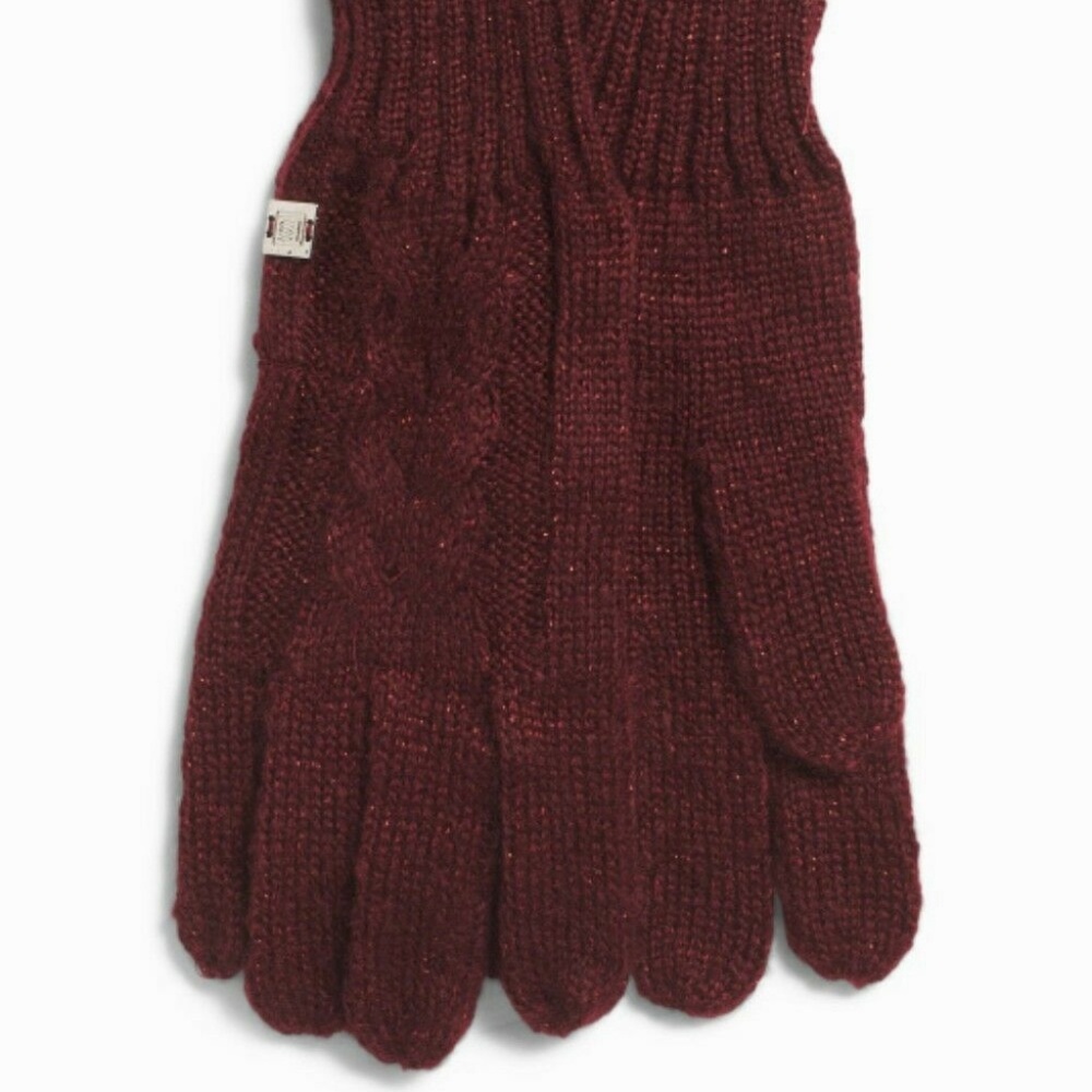 Women's Cable Knit Gloves One Size Garnet Red New